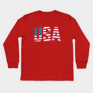 USA Flag retro Kids Long Sleeve T-Shirt